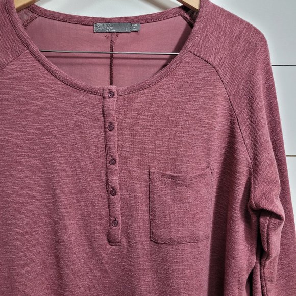 Prana Hensley Organic Cotton Long Sleeve Purple Shirt Women's sz Large - Picture 2 of 7